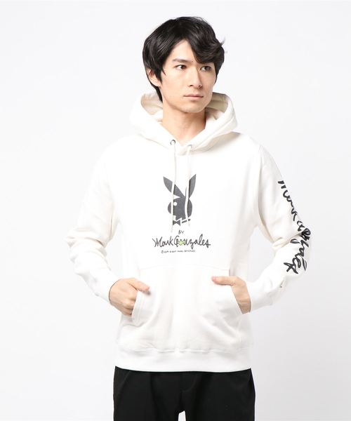 Mark Gonzales(マーク・ゴンザレス)の「【WEB限定】Mark Gonzales/マークゴンザレス × PLAYBOY/プレイボーイ プリントパーカー(パーカー・メンズ・ホワイト/ブラック/グリーン/ネイビー/アッシュグレー・LL/L/M)」の2枚目の写真