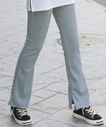 レディース スリット入りリブフレアパンツ