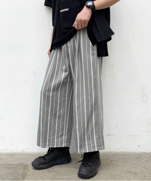 セール Neos Addictive Design リラックスフィット アンクル ワイド ストライプ ガウチョパンツ その他パンツ Neos ネオス のファッション通販 Zozotown