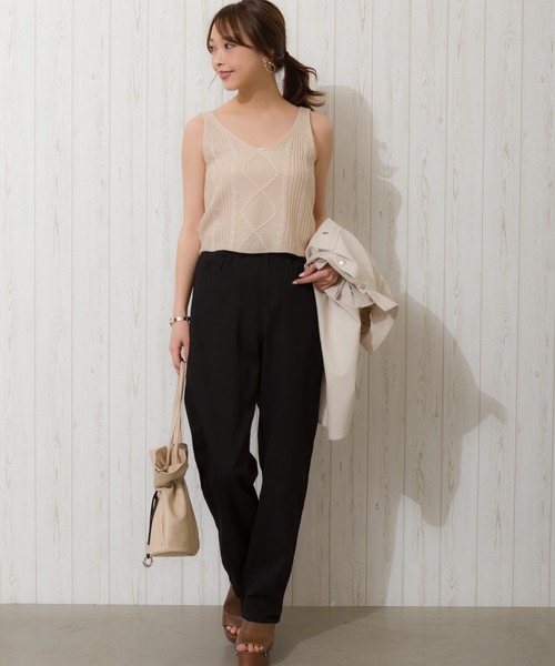 SpRay（スプレイ）の「ステッチストレートパンツ（その他パンツ・レディース・ブラック/アイボリー/オフホワイト・FREE）」の8枚目の写真