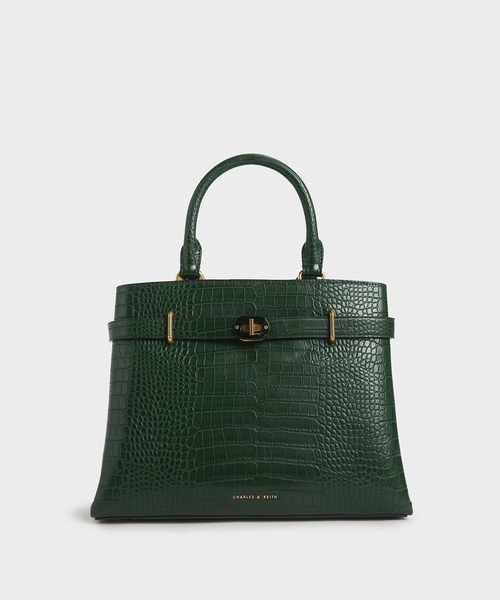 【ほぼ新品】チャールズアンドキース ラージターンロック トートバッグ CHARLES & KEITH（チャールズ & キース）の「ラージターンロック