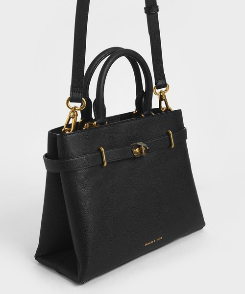 【ほぼ新品】チャールズアンドキース ラージターンロック トートバッグ CHARLES & KEITH（チャールズ & キース）の「ラージターンロック