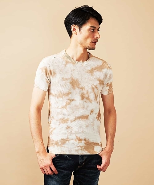 MICHEL KLEIN HOMME   （ミッシェルクランオム）の「ニットカットソー（オアシス）（Tシャツ/カットソー・メンズ・ベージュ/ミント・46/48/51）」の5枚目の写真