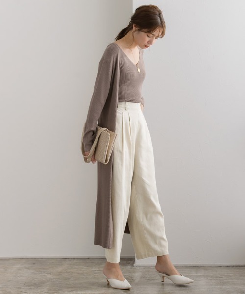 綿麻タックワイドパンツ その他パンツ Pierrot ピエロ のファッション通販 Zozotown