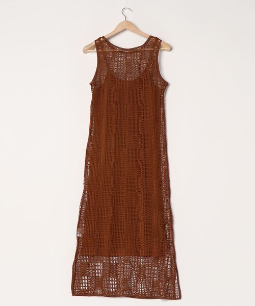 archives（アルシーヴ）の「インナー付きメッシュタンクワンピース（ワンピース・レディース・モカ/ブラック/オフホワイト・MEDIUM）」の5枚目の写真