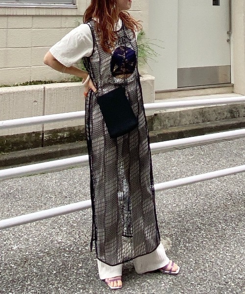 archives（アルシーヴ）の「インナー付きメッシュタンクワンピース（ワンピース・レディース・モカ/ブラック/オフホワイト・MEDIUM）」の16枚目の写真