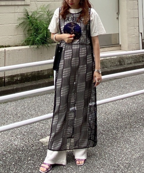 archives（アルシーヴ）の「インナー付きメッシュタンクワンピース（ワンピース・レディース・モカ/ブラック/オフホワイト・MEDIUM）」の15枚目の写真