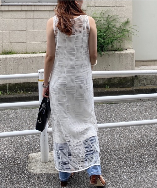 archives（アルシーヴ）の「インナー付きメッシュタンクワンピース（ワンピース・レディース・モカ/ブラック/オフホワイト・MEDIUM）」の14枚目の写真