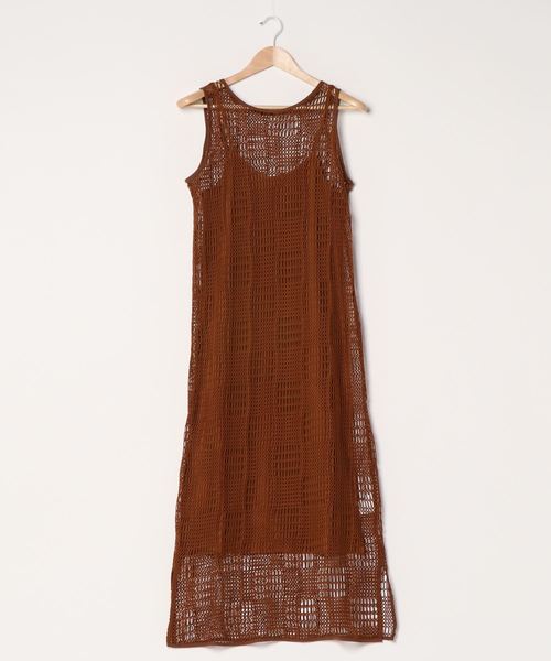 archives（アルシーヴ）の「インナー付きメッシュタンクワンピース（ワンピース・レディース・モカ/ブラック/オフホワイト・MEDIUM）」の7枚目の写真