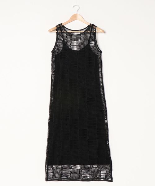 archives（アルシーヴ）の「インナー付きメッシュタンクワンピース（ワンピース・レディース・モカ/ブラック/オフホワイト・MEDIUM）」の6枚目の写真