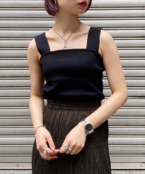 PAGEBOY（ページボーイ）の「ワイドストラップニットタンク（ニット/セーター・レディース・ブラック/オフホワイト/ワインレッド・FREE）」の14枚目の写真