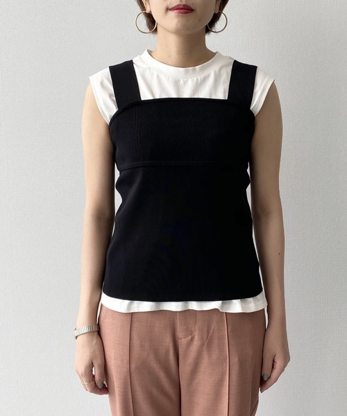 PAGEBOY（ページボーイ）の「ワイドストラップニットタンク（ニット/セーター・レディース・ブラック/オフホワイト/ワインレッド・FREE）」の11枚目の写真