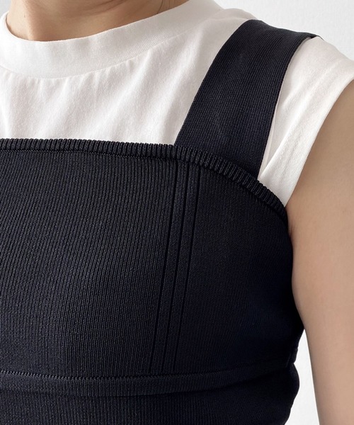 PAGEBOY（ページボーイ）の「ワイドストラップニットタンク（ニット/セーター・レディース・ブラック/オフホワイト/ワインレッド・FREE）」の7枚目の写真