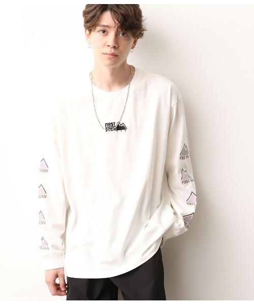 FIRST DOWN（ファーストダウン）の「【FIRST DOWN×JUNRed別注】袖プリント長袖Tシャツ（Tシャツ/カットソー・メンズ・ホワイト/ブラック/ベージュ・M/L）」の12枚目の写真