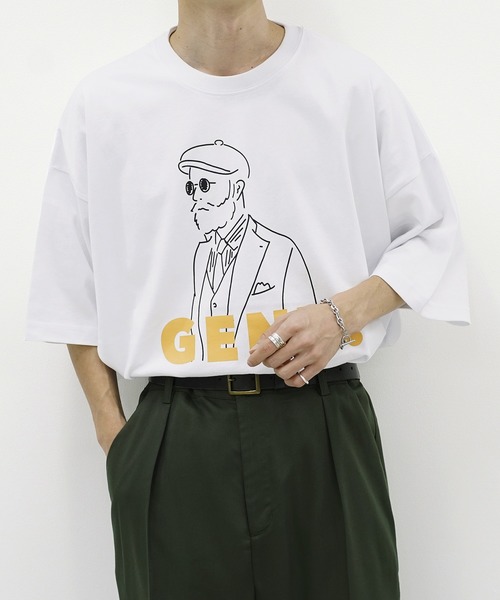 kutir（クティール）の「線画系アソートプリントTシャツ（Tシャツ/カットソー・メンズ・その他/ライトホワイト/ダークブルー/グリーン/ブラック/ホワイト/ブラック系その他3/オフホワイト/ブラック系その他/ブラック系その他2・SMALL/MEDIUM/LARGE）」の4枚目の写真