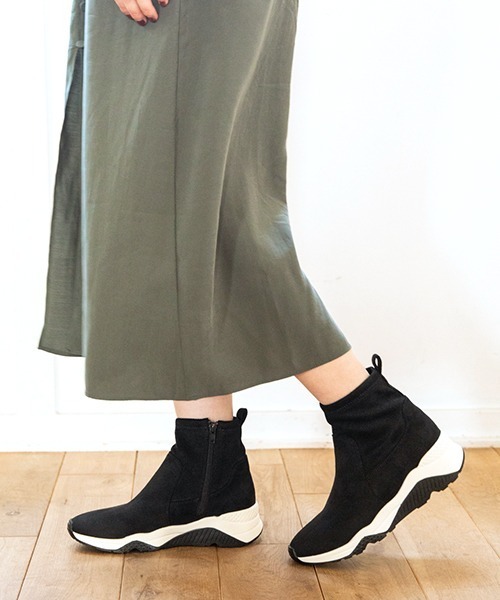 JELLY BEANS（ジェリービーンズ）の「ストレッチスニーカーブーツ(115-28408)JELLY BEANS(ジェリービーンズ)（ブーツ・レディース・ブラック/グレー/グレイッシュベージュ/グリーン・LL/S/M/L）」の11枚目の写真