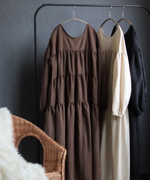 SESTO（セスト）の「ティアード2wayワンピース（ワンピース・レディース・ブラック/モカ/キナリ・M）」の3枚目の写真