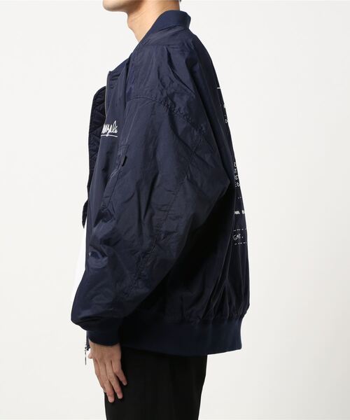 Mark Gonzales 80s MA-1ジャケット本人プリント黒ブラック Mark Gonzales ナイロンジャケット MARK GONZALES ARTWORK
