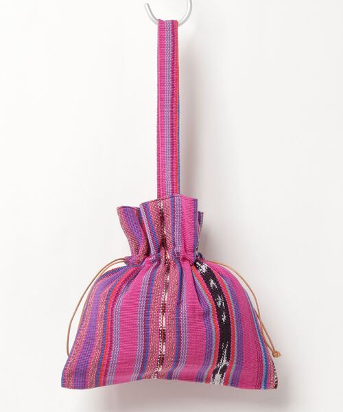 TIME WILL TELL WORKS(タイムウィルテルワークス)の「DRAW STRING BAG MINI / ドローストリングバッグミニ(ハンドバッグ・レディース・レオパード/フューシャピンク・ONE SIZE)」の2枚目の写真