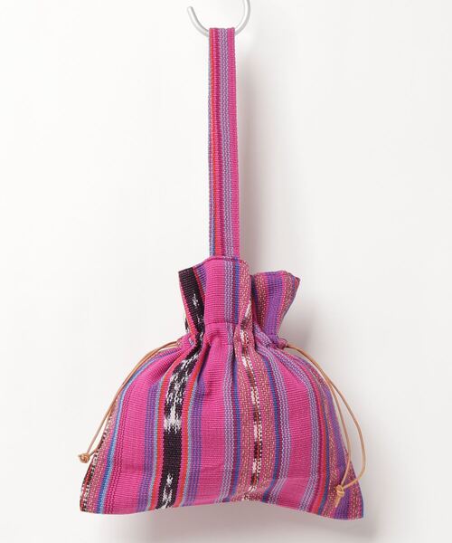 TIME WILL TELL WORKS(タイムウィルテルワークス)の「DRAW STRING BAG MINI / ドローストリングバッグミニ(ハンドバッグ・レディース・レオパード/フューシャピンク・ONE SIZE)」の4枚目の写真