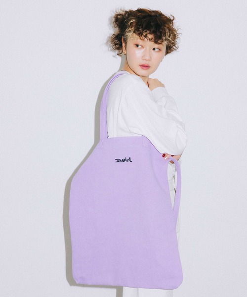 X-girl（エックスガール）の「CANVAS 2WAY BIG TOTE（トートバッグ・レディース・ホワイト/ブラック/ライトグリーン/ライトパープル・ONE SIZE）」の4枚目の写真