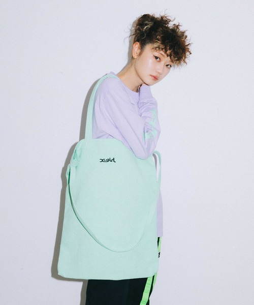 X-girl（エックスガール）の「CANVAS 2WAY BIG TOTE（トートバッグ・レディース・ホワイト/ブラック/ライトグリーン/ライトパープル・ONE SIZE）」の3枚目の写真