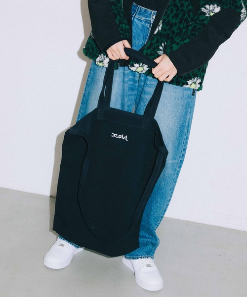 X-girl（エックスガール）の「CANVAS 2WAY BIG TOTE（トートバッグ・レディース・ホワイト/ブラック/ライトグリーン/ライトパープル・ONE SIZE）」の2枚目の写真