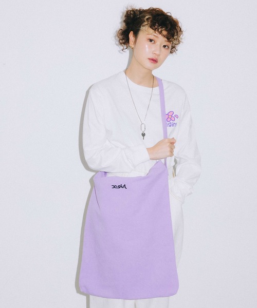 X-girl（エックスガール）の「CANVAS 2WAY BIG TOTE（トートバッグ・レディース・ホワイト/ブラック/ライトグリーン/ライトパープル・ONE SIZE）」の13枚目の写真