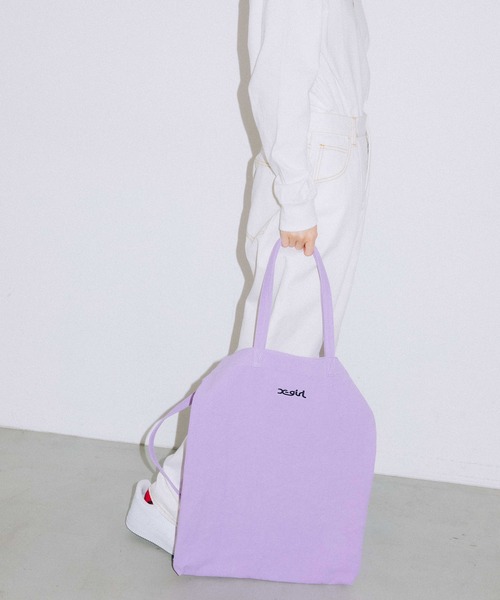 X-girl（エックスガール）の「CANVAS 2WAY BIG TOTE（トートバッグ・レディース・ホワイト/ブラック/ライトグリーン/ライトパープル・ONE SIZE）」の14枚目の写真