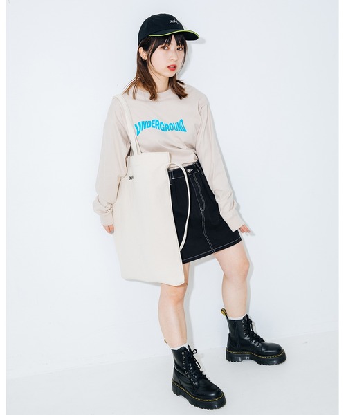 X-girl（エックスガール）の「CANVAS 2WAY BIG TOTE（トートバッグ・レディース・ホワイト/ブラック/ライトグリーン/ライトパープル・ONE SIZE）」の18枚目の写真