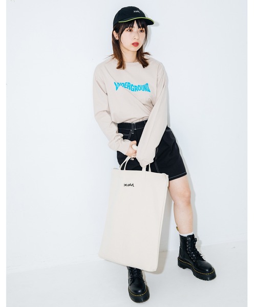 X-girl（エックスガール）の「CANVAS 2WAY BIG TOTE（トートバッグ・レディース・ホワイト/ブラック/ライトグリーン/ライトパープル・ONE SIZE）」の19枚目の写真