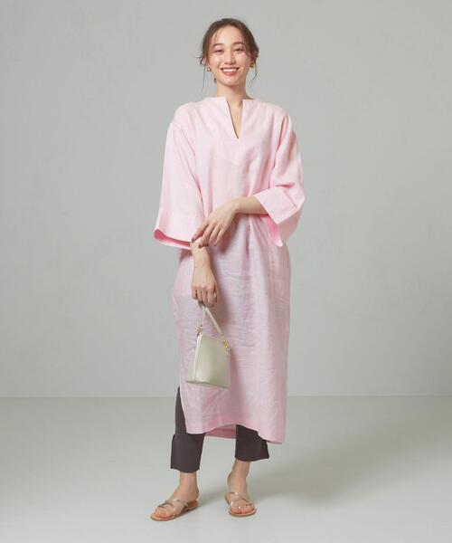 ORCIVAL（オーシバル）の「＜ORCIVAL＞●ビッグ スキッパー ロング ワンピース（ワンピース・レディース・ライトピンク/パープル/ベージュ・FREE）」の3枚目の写真