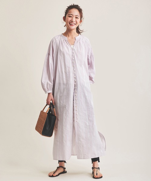 The Virgnia（ザ ヴァージニア）の「【DEVEAUX】ストライプワンピース（ワンピース・レディース・ライトグリーン/ラベンダー・FREE）」の7枚目の写真