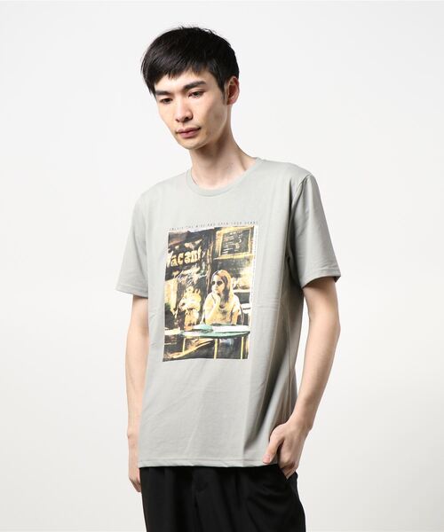 JEANS MATE(ジーンズメイト)の「【ZERO STAIN】ロゴ入りフォトTシャツ 汗染み防止加工 バイカーロゴ/絵画デザイン(Tシャツ/カットソー・メンズ・ライトベージュ/グレー/ホワイト系その他/ホワイト/ライトグリーン/ブラック/グレー系その他/ブルー・X-LARGE/LARGE/MEDIUM)」の7枚目の写真