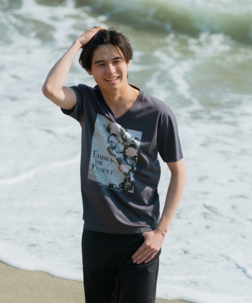 JEANS MATE(ジーンズメイト)の「【ZERO STAIN】ロゴ入りフォトTシャツ 汗染み防止加工 バイカーロゴ/絵画デザイン(Tシャツ/カットソー・メンズ・ライトベージュ/グレー/ホワイト系その他/ホワイト/ライトグリーン/ブラック/グレー系その他/ブルー・X-LARGE/LARGE/MEDIUM)」の18枚目の写真