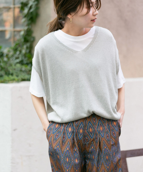 KBF+(ケービーエフプラス)の「KBF+ MIXブライトヤーンニット∴(ニット/セーター・レディース・グリーン/ブルー・ONE)」の2枚目の写真