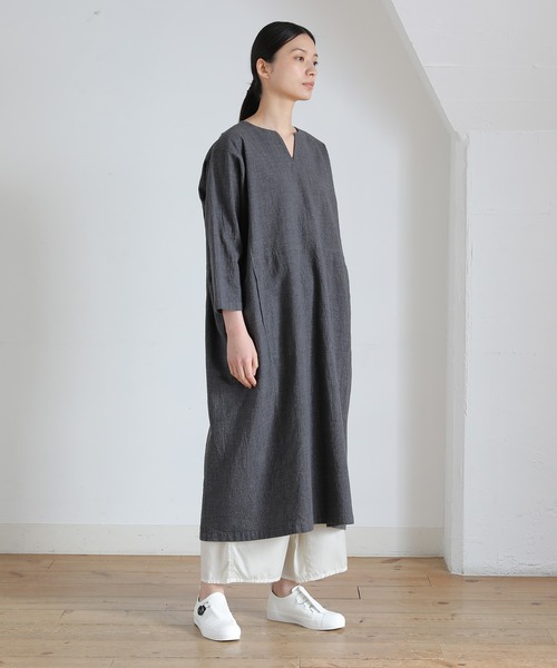 Plantation（プランテーション）の「メランジクロス/ワンピース（ワンピース・レディース・チャコールグレー/ベージュ・M size）」の13枚目の写真