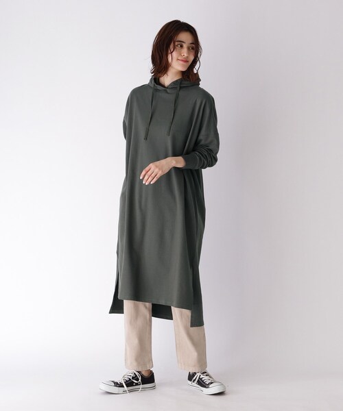 BASECONTROL(ベースコントロール)の「◆【WEB限定】ミニ裏毛パーカーワンピース(ワンピース・レディース・ブラック/ベージュ/グレー/カーキ・99)」の4枚目の写真