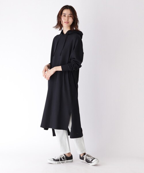 BASECONTROL(ベースコントロール)の「◆【WEB限定】ミニ裏毛パーカーワンピース(ワンピース・レディース・ブラック/ベージュ/グレー/カーキ・99)」の2枚目の写真