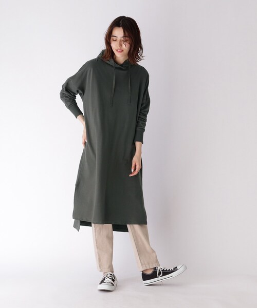 BASECONTROL(ベースコントロール)の「◆【WEB限定】ミニ裏毛パーカーワンピース(ワンピース・レディース・ブラック/ベージュ/グレー/カーキ・99)」の13枚目の写真