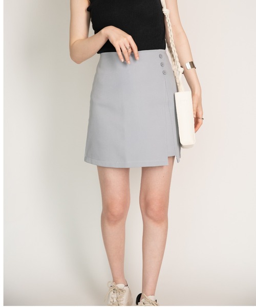 yuue' ( wear )(ユーイ)の「スリット風ミニスカート(スカート・レディース・ライトブルー/ブラック/アイボリー・S/L/M)」の10枚目の写真