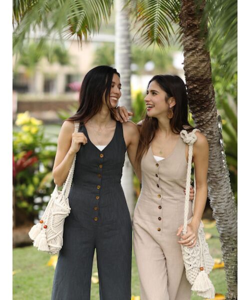 Plage THYARD ロンパース オールインワン コットン S To the sea（トゥーザシー）の「コットンリネンタッチラッフル