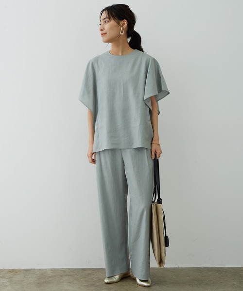 SALON adam et rope'(サロン アダム エ ロペ)の「【セットアップ対応】レーヨン麻ライトタックワイドパンツ(その他パンツ・レディース・チャコールグレー/ベージュ/サックスブルー・M/S)」の15枚目の写真