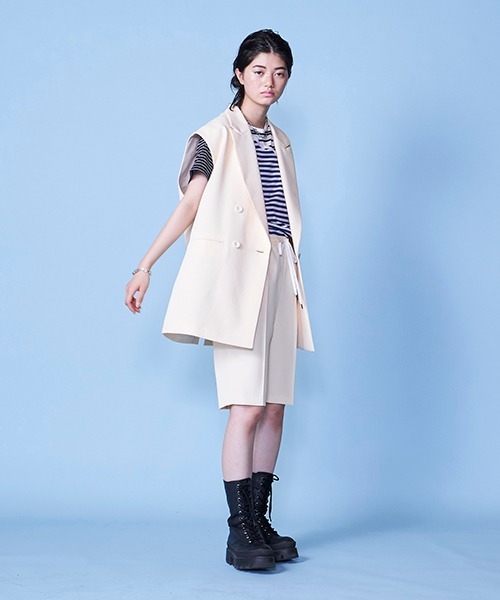 lautreamont BLEUBLANC(ロートレアモンブルーブラン)の「ストレッチツイルドロストショートパンツ【セットアップ対応】(その他パンツ・レディース・ベージュ/ネイビー/イエロー・11号/9号)」の8枚目の写真