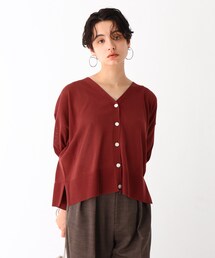 OPAQUE.CLIP | コットンアセテート天竺 ワイドVネックニットカーディガン【マルチファンクション/WEB限定カラー・サイズ】(カーディガン/ボレロ)