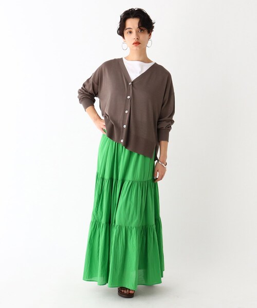 OPAQUE.CLIP（オペークドットクリップ）の「◆コットンアセテート天竺 ワイドVネックニットカーディガン【マルチファンクション/WEB限定カラー・サイズ】（カーディガン/ボレロ・レディース・キャメル/ピンク系その他/レッド系1/オリーブ系3/ブラック/ガンメタ・38/40/42）」の13枚目の写真