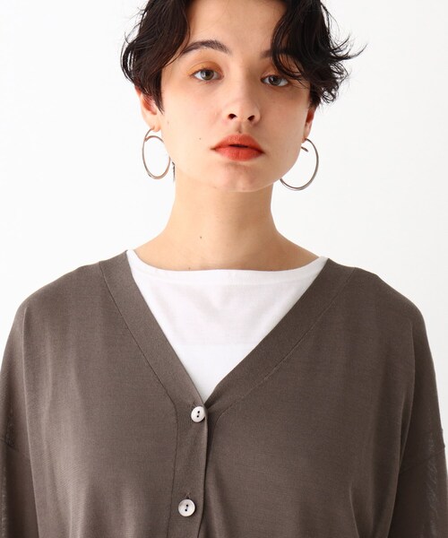 OPAQUE.CLIP（オペークドットクリップ）の「◆コットンアセテート天竺 ワイドVネックニットカーディガン【マルチファンクション/WEB限定カラー・サイズ】（カーディガン/ボレロ・レディース・キャメル/ピンク系その他/レッド系1/オリーブ系3/ブラック/ガンメタ・38/40/42）」の16枚目の写真