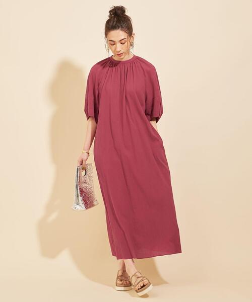 BEAUTY&YOUTH UNITED ARROWS（ビューティーアンドユースユナイテッドアローズ）の「BY コットンボイルギャザーマキシ丈ワンピース -ウォッシャブル- ∴（ワンピース・レディース・ピンク/ブラック・FREE）」の6枚目の写真