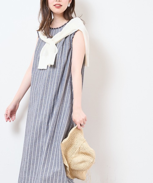 natural couture（ナチュラルクチュール）の「【WEB限定】綿麻フリンジテントラインワンピース（ワンピース・レディース・その他1/ブラウン/その他2/パープル・MEDIUM/LARGE）」の4枚目の写真