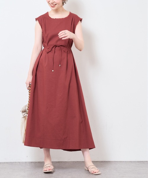 natural couture（ナチュラルクチュール）の「【WEB限定】綿麻フリンジテントラインワンピース（ワンピース・レディース・その他1/ブラウン/その他2/パープル・MEDIUM/LARGE）」の2枚目の写真